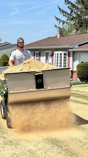 Earth & Turf | Spread 2,000 lbs of sand in 30 seconds with the 415SP, the efficient and precise lawn leveling/topdressing machine. #compost #topdresser... | Instagram