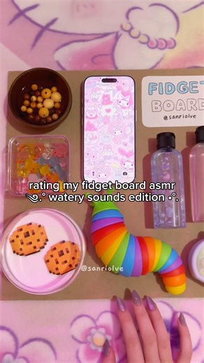 rating my watery fidget board asmr 🫧🩷#asmr#diy#craft#fidget #fidgetboard#sanrio#kawaii#fyp#shorts