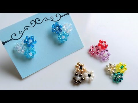 3つの花がかわいい♪ビーズのお花の作り方🌸 How to make beaded flowers.