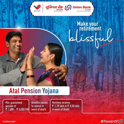 27K views · 772 reactions | Plan your retirement and get lifelong regular income with Atal Pension Yojana. Know More: https://bit.ly/UnionAPY Apply Now: https://bit.ly/3Npjb47 #UnionBankOfIndia #GoodPeopleToBankWith #PowerOfU | Union Bank of India | Facebook