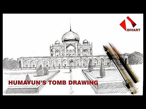 Humayun Tomb Drawing | Very Easy