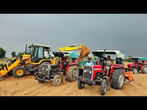 JCB 3dx Eco Machine Loaded Tractor Stuck Power Test in Mud | Mahindra 475 | Eicher 380 | Massey 245