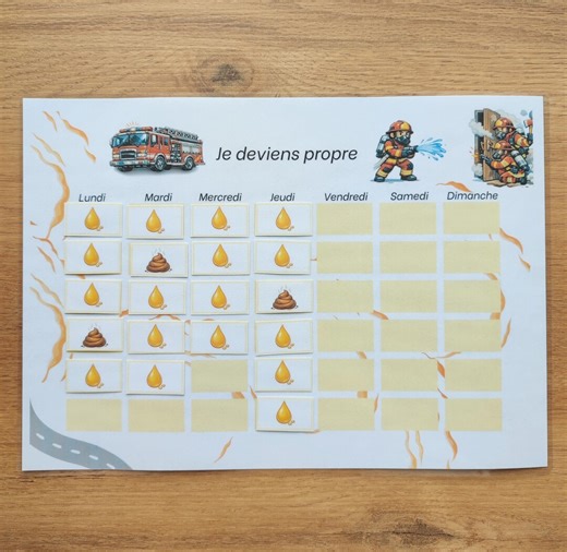 Tableau propreté - Je deviens propre - PDF Pompier - Etsy France