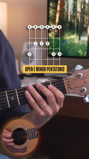 10K views · 2.1K reactions | Minor Pentatonic is bound to cross your guitar learning path. What? It’s accessible to beginners and sounds so good. Here is the open E minor positioning. Give it a try! #learnguitar #guitarlessons #guitarteacher #beginnerguitar #guitartips #guitarscales | Kenson Guitar Academy | Facebook