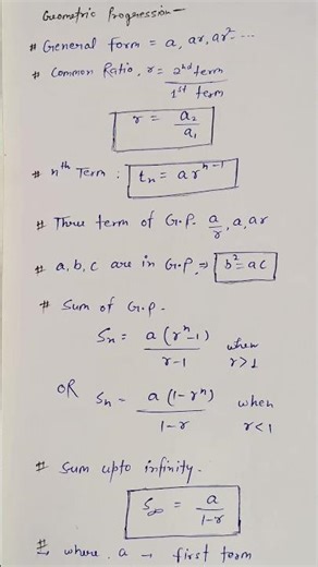 Geometric progression all formulas for all Government exam