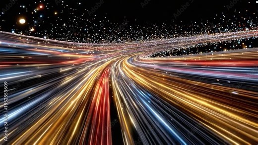 Illuminating Speed and Progress: A dynamic composition of light trails streaks across the frame, evoking a sense of rapid movement and technological advancement.