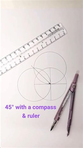How to Draw a Perfect 45° with Compass #maths #geometricdrawing #geometry #compass #mathart #ruler