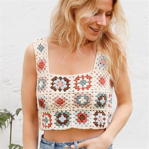 Boho Granny Square Crochet Top Pattern – Sizes S-XXXL (PDF Pattern) - Etsy