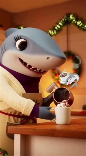 Babies clean house Mommy rewards them hot cocoa ☕🦈🎄🛍️🎁 #Christmas