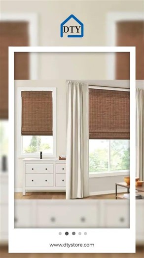 Bamboo Roman Shade Light Filtering 64-Inch Window Covering For Living Room