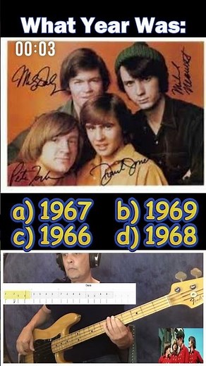 QUICK WHAT YEAR WAS? 'DAYDREAM BELIEVER' - MONKEES | FRANKS BASS COVERS #musictrivia