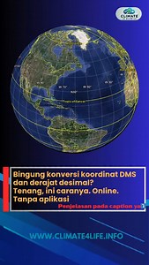 Koordinat geografi adalah titik di permukaan Bumi yang ditentukan oleh perpotongan garis lintang dan garis bujur. Dari titik inilah kita bisa mengetahui posisi suatu tempat secara akurat, sekaligus mengukur jarak antara satu lokasi dengan lokasi lainnya di seluruh permukaan Bumi. Dalam praktiknya, ada dua sistem koordinat yang paling umum digunakan. Pertama, Derajat Desimal (DD), misalnya 6.1751° LS dan 106.8271° BT. Kedua, Derajat Menit Detik atau DMS, misalnya 6° 10' 30.4'' LS dan 106° 49' 37.