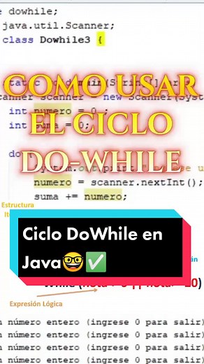 Como usar el ciclo DoWhile en Java con ejemplo simple de entender 🤓☝️✅ #java #programacion #netbeans #ciclodowhile #ciclowhile #universidad #scanner #variable #constante #bucle