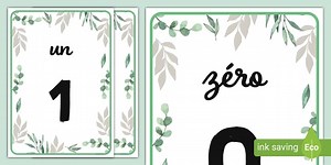 French: Botanical-Themed Numbers 0-20 Posters