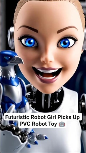Futuristic Robot Girl Picks Up PVC Robot Toy 🤖 #robotgirl #robot #humanoidrobot #irc #jaidmeel #robo