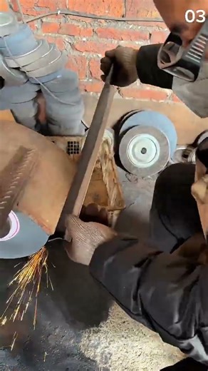 The grinding process is carried out to smooth the edges of the material.