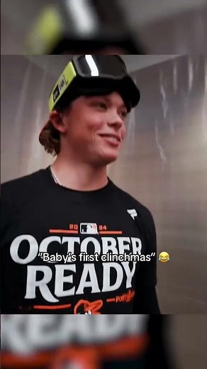 20-year-old Jackson Holliday after clinching his first MLB postseason appearance 😂 (via @Orioles/TT)