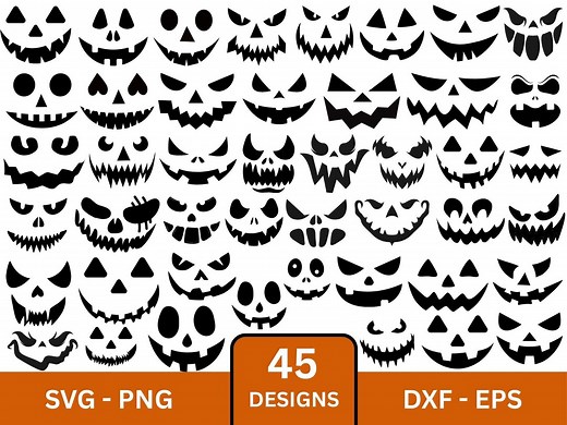 Jack O' Lantern Faces SVG Bundle: Halloween Pumpkin Clipart (digital Download - Etsy