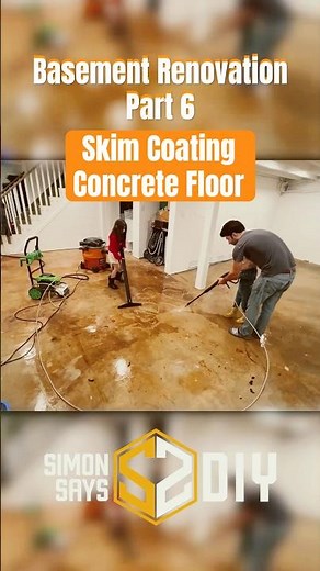 Basement Renovation Part 6 - Skim Coating Concrete Floor #diy #homeimprovement #simonsaysdiy