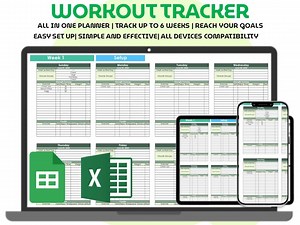 Workout Planner Google Sheets Exercise Tracker Spreadsheet Fitness Journal Gym Template Weightlifting Log Home Workout Calendar Dashboard - Etsy