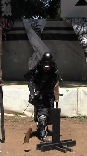 Samurai Sword Test Cut in Armor - Tameshigiri #shorts