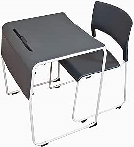 Offex Lightweight Stackable Student Desk and Chair - 4 Pack, Slate Gray/White
