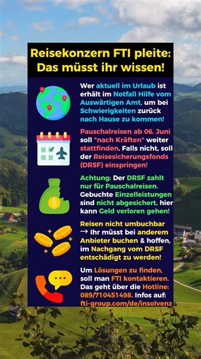 Das müsst ihr zur FTI Insolvenz wissen! Generell betroffen sind Leistungen, die bei den Marken FTI, 5vorFlug, BigXtra sowie bei den Mietfahrzeugs-Marken DriveFTI und Cars and Camper gebucht wurden. Gut stehen die Chancen, wenn zwar bei FTI gebucht wurde, der eigentliche Veranstalter aber ein anderer Anbieter ist, zum Beispiel TUI oder DER Touristik. Informiert euch auf der Website über die neusten Informationen! Quelle: Tagesschau #fti #insolvenz #pleite #reisetipps #urlaubstipps #reisen #pausch