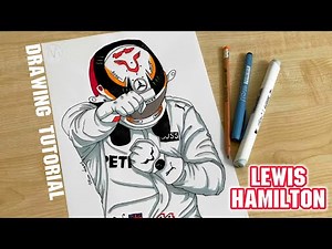 How to draw a racing driver Lewis Hamilton / Formula One for Mercedes