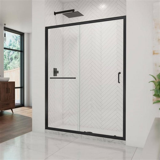 Reviews for DreamLine Infinity-Z 50 in. - 54 in. W x 72 in. H Semi Frameless Sliding Shower Door in Matte Black with Clear Glass | Pg 3 - The Home Depot