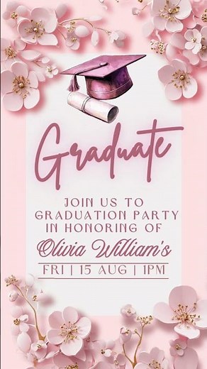 Pink Cherry Blossom Graduation Save the Date | Elegant Animated Canva Video