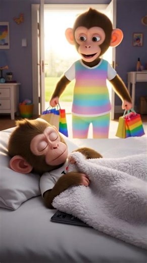 Baby monkey secret phone hide