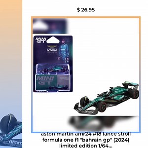 🏎️ Ready to hit the track? Meet your new collectible: the Aston Martin AMR24 #18 Lance Stroll Formula One F1 Bahrain GP limited edition diecast model! 🔥 At just $26.95, this stunning 1/64 scale replica isn't just a model—it's a piece of racing history that brings the adrenaline of F1 right to your shelf. From the sleek design to vibrant colors, it's a must-have for any motorsport fan or collector! 🎉 Grab yours and let the race begin! 😉 #AstonMartin #DiecastModel #F1Collectibles #FormulaOne #