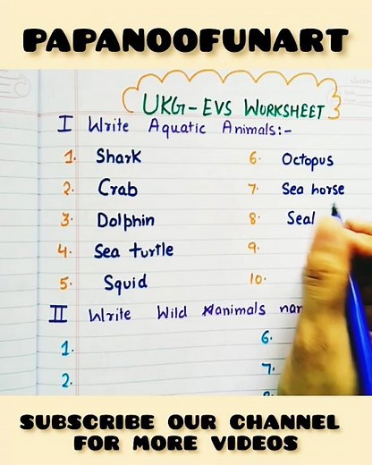 UKG EVS worksheet.EVS worksheet for ukg.wild animals.aquatic animals.pet animals.EVS worksheets.