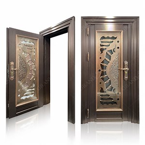 [Hot Item] Zambia Latest Design Safety Main Gate Home Exterior Entry Stainless Steel and Glass Front Door