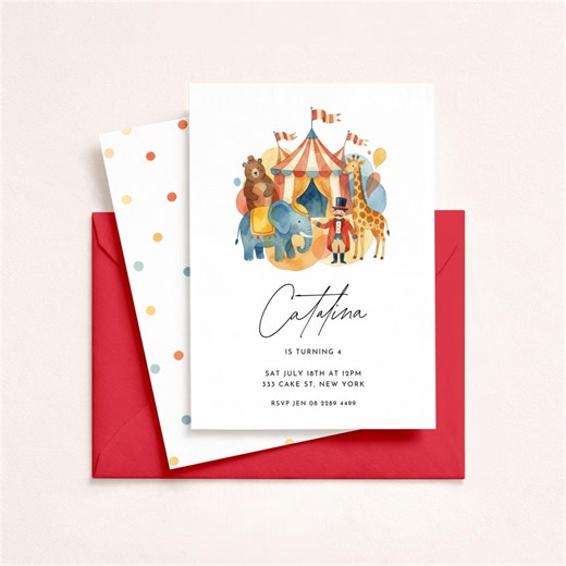 Circus Birthday Invitation | Editable Circus Party Invite | Kids Carnival Birthday Invitation | Printable Circus Tent Invite | Digital - Etsy