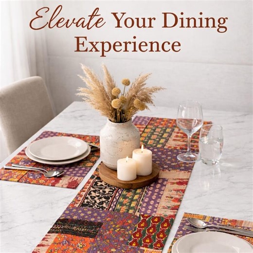 Boho Patchwork Table Runner and Placemat Set, Colorful Cotton Farmhouse Dining Decor - Etsy