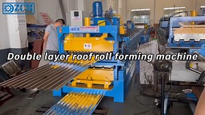 This is our double-layer roofing sheet roll forming machine, this kind of machine can make two different profiles, trapezoidal roof sheet, and corrugated sheet, this kind of design is for thin raw material with full hard steel. The thickness range is 0.15-0.4mm. And speed can meet about 30M/min if you want to learn more about our machine, don't hesitate to get in touch with me as below: Contact person: Vivian WhatsApp: 86 18961855618 Email address: vivian@zcmachinery.com Website: www.zcrollforme
