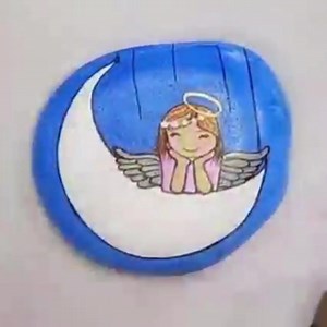 59K views · 421 reactions | Angel Sitting on Moon Painting on Rock  | Rico Art | Facebook