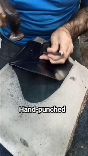 Hand-Punched Eyelets ASMR | Real Leather Shoemaking Sound #handmade #leathercraft #shorts