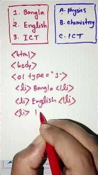 HTML List Explained||HTML এ Ordered List|| অর্ডার লিস্ট html || #ict#html #webdesign #hsc_ict