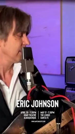 Eric Johnson brings the Texaphonic Tour 2026 to New Mexico. 🎸✨ One of the most outstanding instrumentalists in rock for over 40 years, the Texas guitar legend was already a master before his first album—and his live shows remain pure magic. April 30, 2026 • 7:30 PM KiMo Theatre • Albuquerque May 17, 2026 • 7:30 PM The Lensic • Santa Fe 🎟️ https://www.ampconcerts.org/tag/Eric Johnson #AMPConcerts #EricJohnson #LiveMusic
