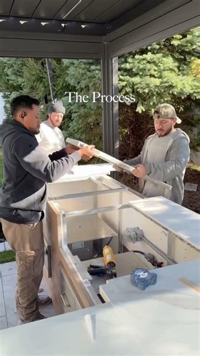 Outdoor kitchen build part 3: countertops! I wanted a marble-look counter but marble is a porous