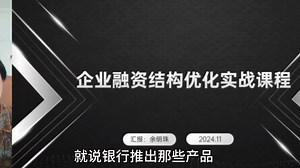 【企业融资结构优化】实战课程