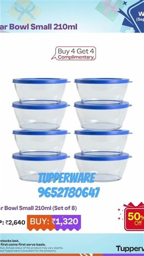 Tupperware Clear Bowls 210 ml