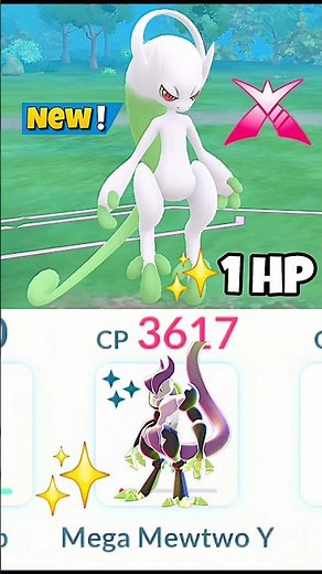 1 HP✨️Shiny Mega Mewtwo Y VS Grunt Battle in Pokemon Go