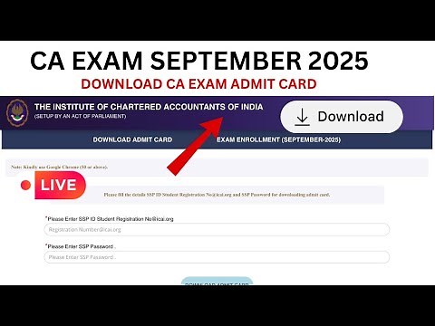 live Demo :- How to Download CA Exam September 2025 Admit card | CA Exam Admit card download process