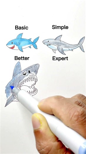 🦈 4 Ways to Draw a Shark #shorts #drawing #howtodraw #easydrawing #shark