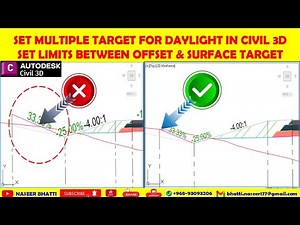 Multiple Targets in Single Daylight in Civil 3D | Set Limits Between Offset & Surface Targets in C3D
