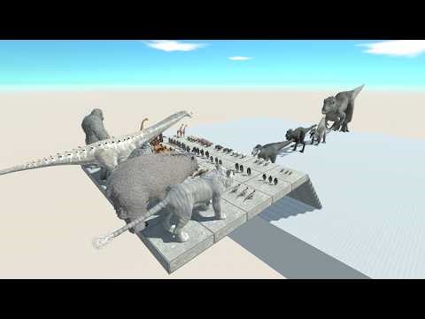 Dinosaur Challenge Gorilla, Bigfoot, Tiger, Herbivore Dinosaurs vs Indominus Rex Team in ARBS