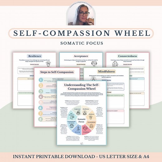 Self-compassion Wheel With Somatic Focus & Prompt Questions - Therapy Tool for Mindfulness and Emotional Healing - Etsy